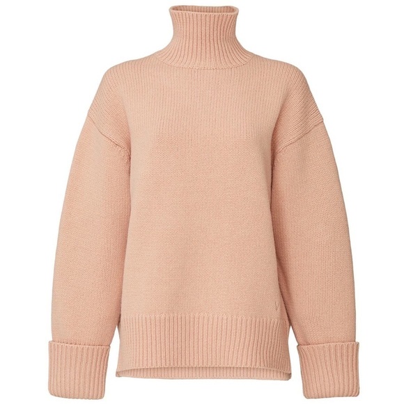 VICTORIA BECKHAM Pale Pink Oversized‎ Wool Funnel Neck Chunky Sweater Size M - Picture 4 of 12